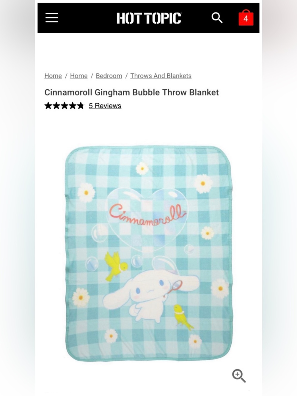 Sanrio Cinnamoroll Daisy Throw Blanket